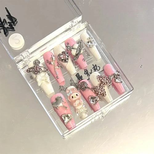 Kawaii 3D Cartoon Pure Handmade Fake Nails Hello Kitty Cinnamoroll