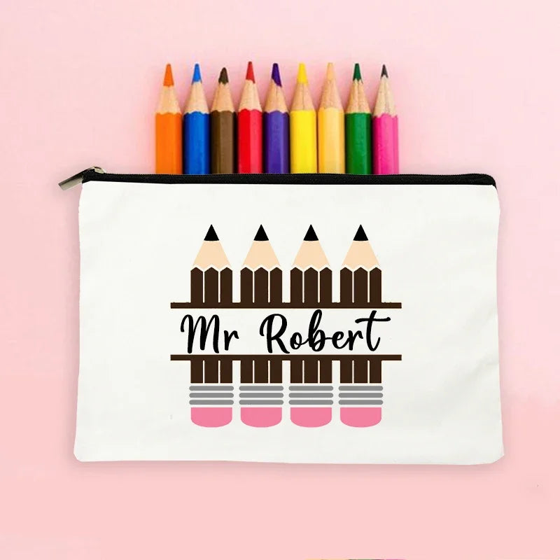 Teacher Gifts Personalised Teacher Name Zipper Travel Makeup Bags Back