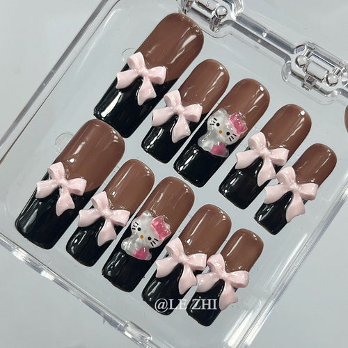 Kawaii Y2K Cartoon Handmade Fake Nails Hello Kitty Mymelody Kuromi