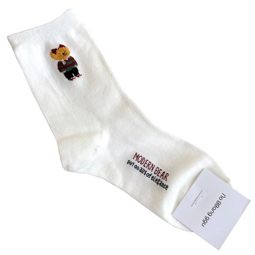 Good Quality Cartoon Elegant Lady Bear Women's  Cute Socks Cotton