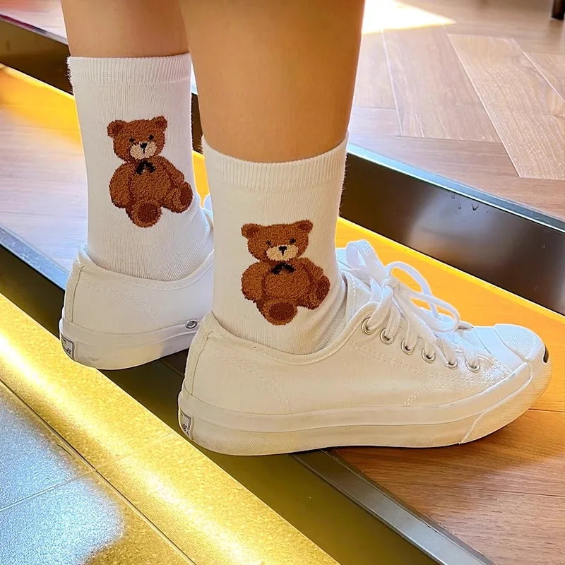 Good Quality Cartoon Elegant Lady Bear Women's  Cute Socks Cotton