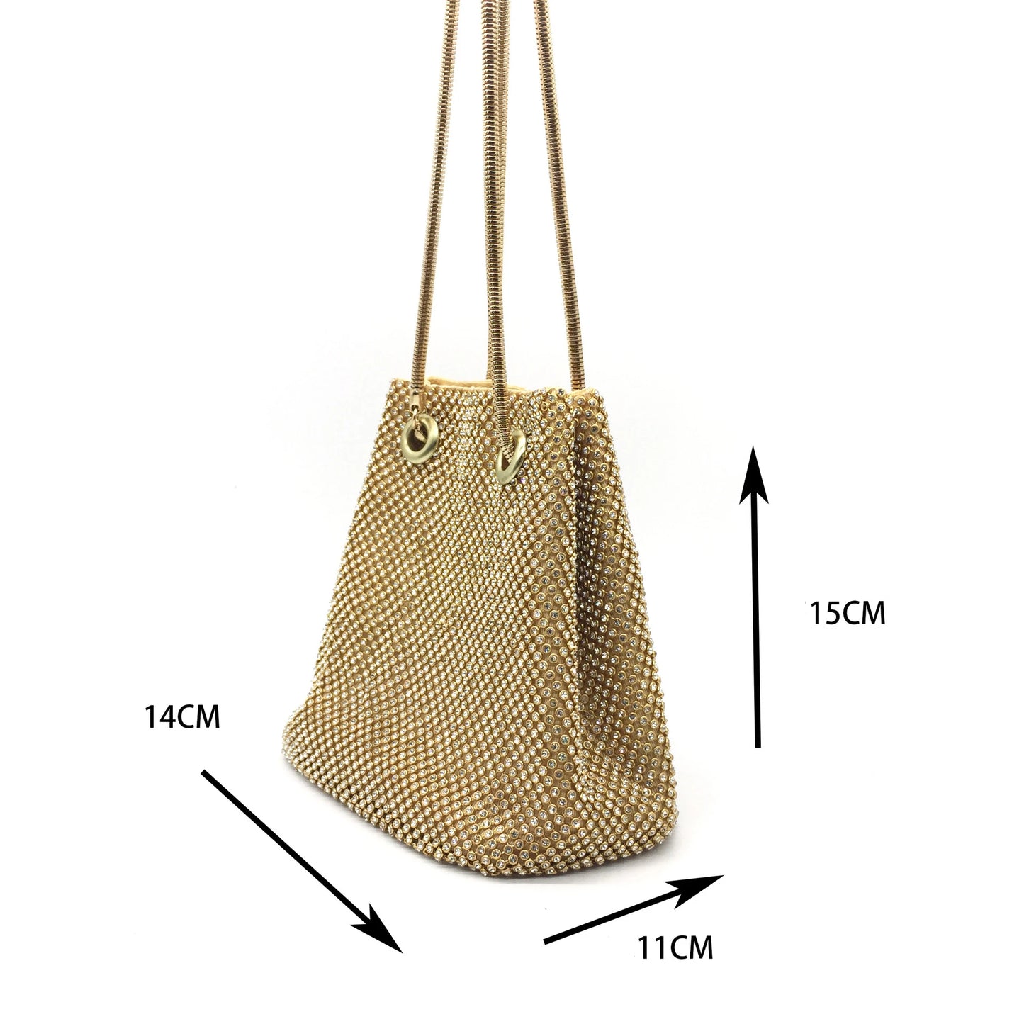 Ladies Rhinestone Bucket Shape Crossbody Bags Evening Party Clutches