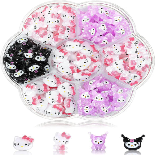 70Pcs/Box or 50Pcs/Bag Hello Kitty Kuromi Nail Art Supplies 3D Kawaii