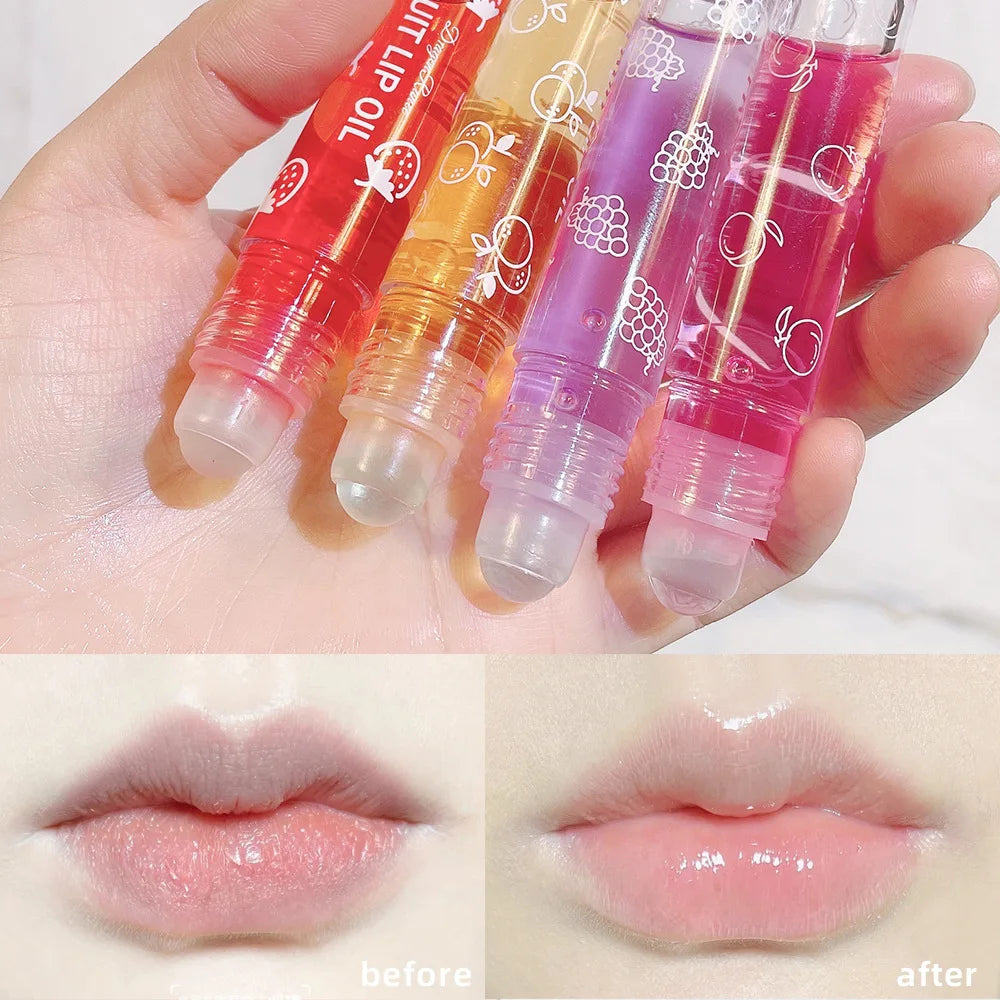 8ml Moisturizing Lip Oil Fruit Strawberry Roll-on Lip Balm Women Lips