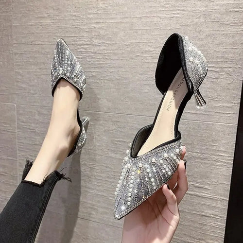 Crystal Queen 6CM Pointed Toe Bride Wedding Shoes Cinderella Prom