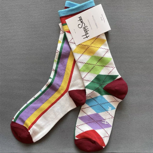 Happy Socks Women Crew Socks Cotton Novelty Gift One Size Fit Most