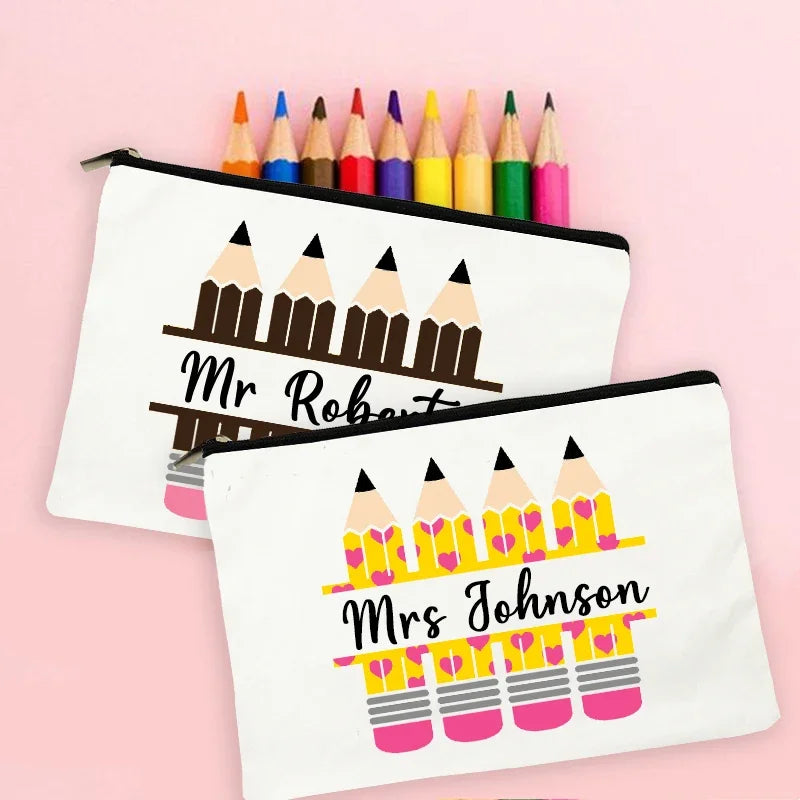 Teacher Gifts Personalised Teacher Name Zipper Travel Makeup Bags Back