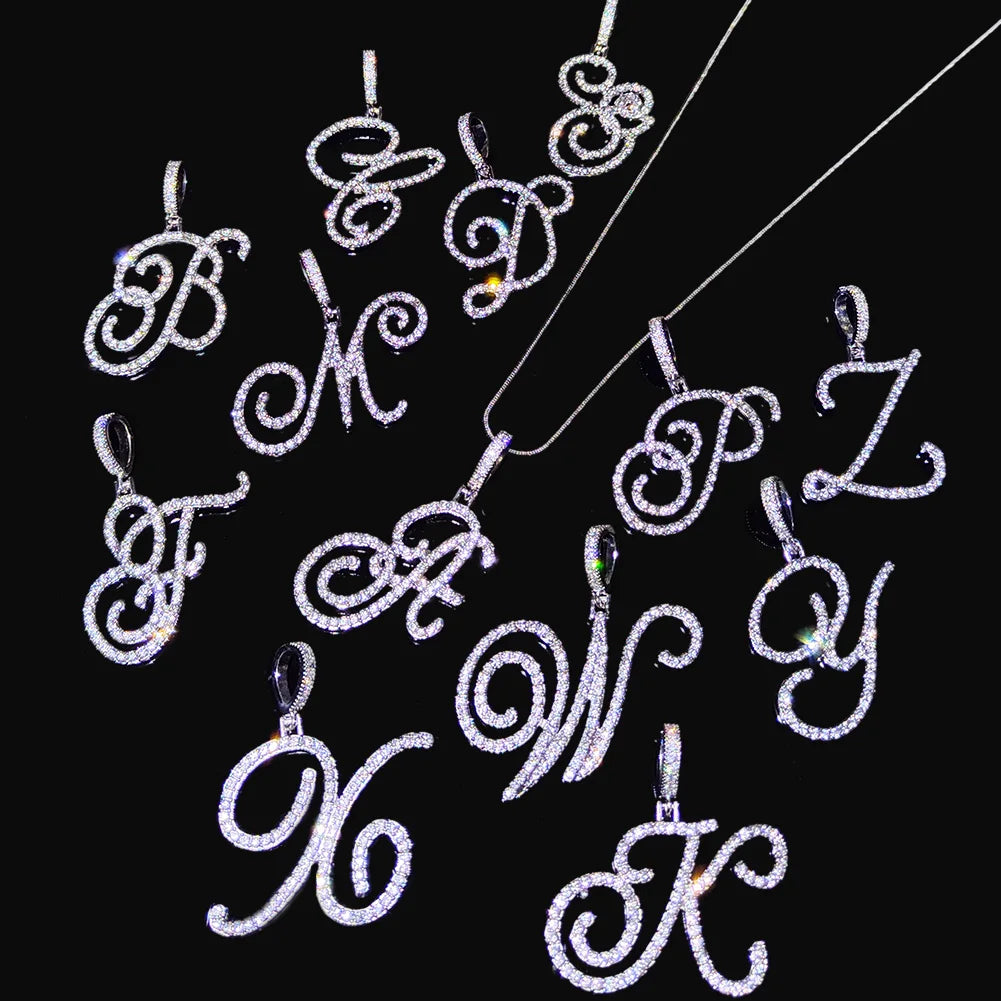 Flatfoosie New A-Z Cursive Initial Letter Name Pendant Necklace For