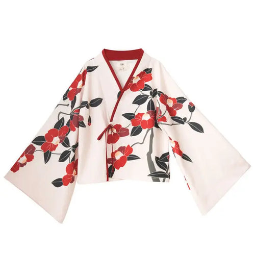 Kimono Sakura Girl Japanese Style Floral Print Vintage Dress Woman