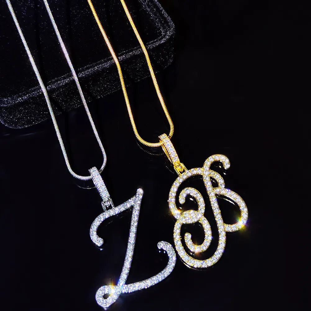 Flatfoosie New A-Z Cursive Initial Letter Name Pendant Necklace For