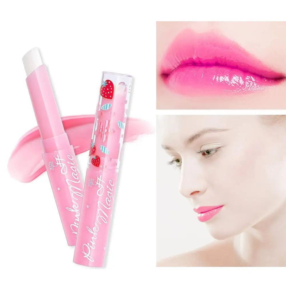 Natural Strawberry Essence Moisturizing Lipstick Temperature Changed