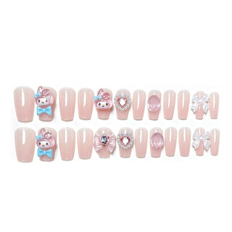 Sanrio My Melody False Nails Cute Cartoon Women Charm Finish Product