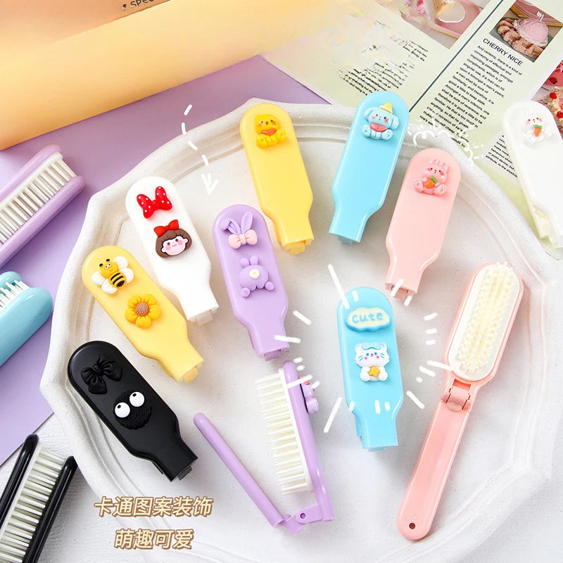 Cute Cartoon Mini Folding Comb Portable Small Comb Ladies Long Hair