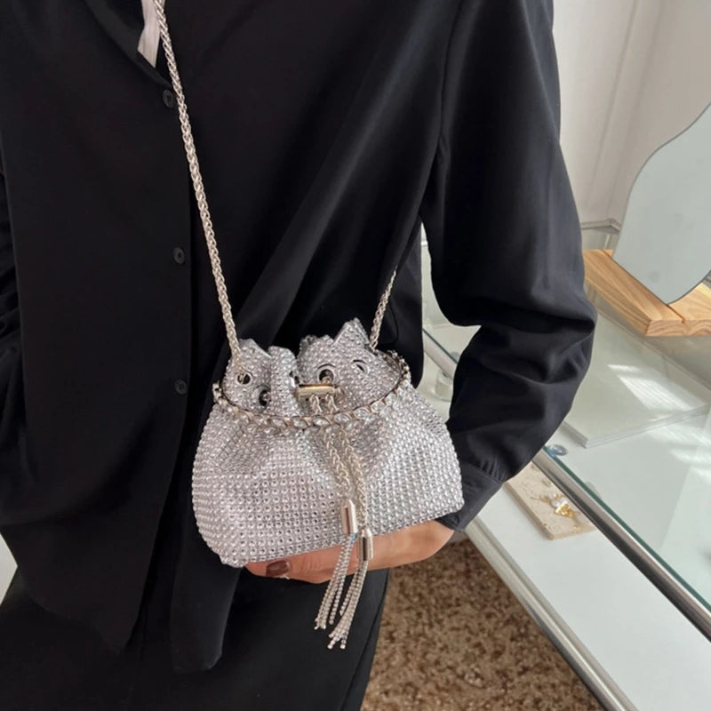 Delicate Crystal for Rhinestone Evening Bag Crossbody Bag Bucket Bag