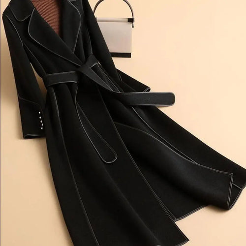 New Women's Double-Faced Woolen Jacket Spring Autumn Long Woolen Coat