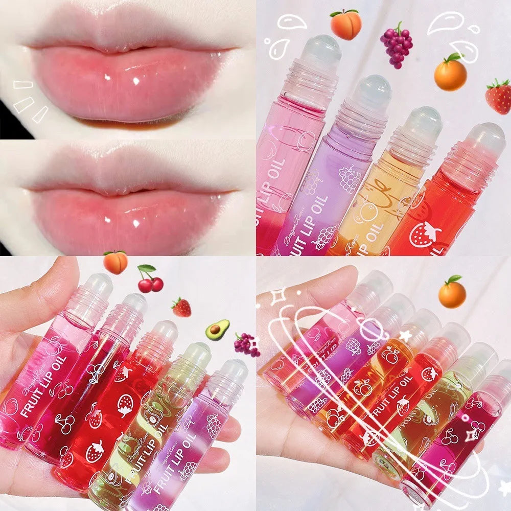 8ml Moisturizing Lip Oil Fruit Strawberry Roll-on Lip Balm Women Lips