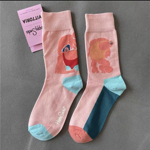 Happy Socks Women Crew Socks Cotton Novelty Gift One Size Fit Most