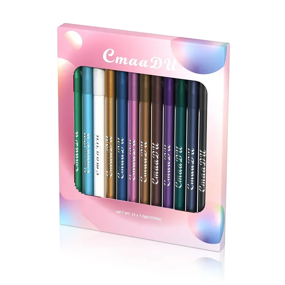 Korean 12 Colors Pearlescent Lasting Eye Liner Pencil Colourful