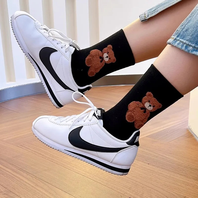 Good Quality Cartoon Elegant Lady Bear Women's  Cute Socks Cotton