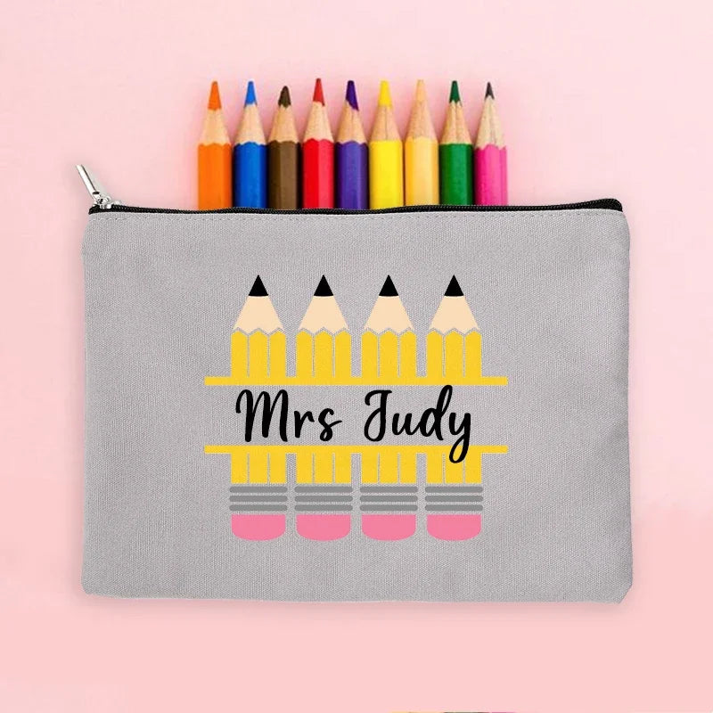 Teacher Gifts Personalised Teacher Name Zipper Travel Makeup Bags Back