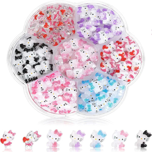 70Pcs/Box or 50Pcs/Bag Hello Kitty Kuromi Nail Art Supplies 3D Kawaii