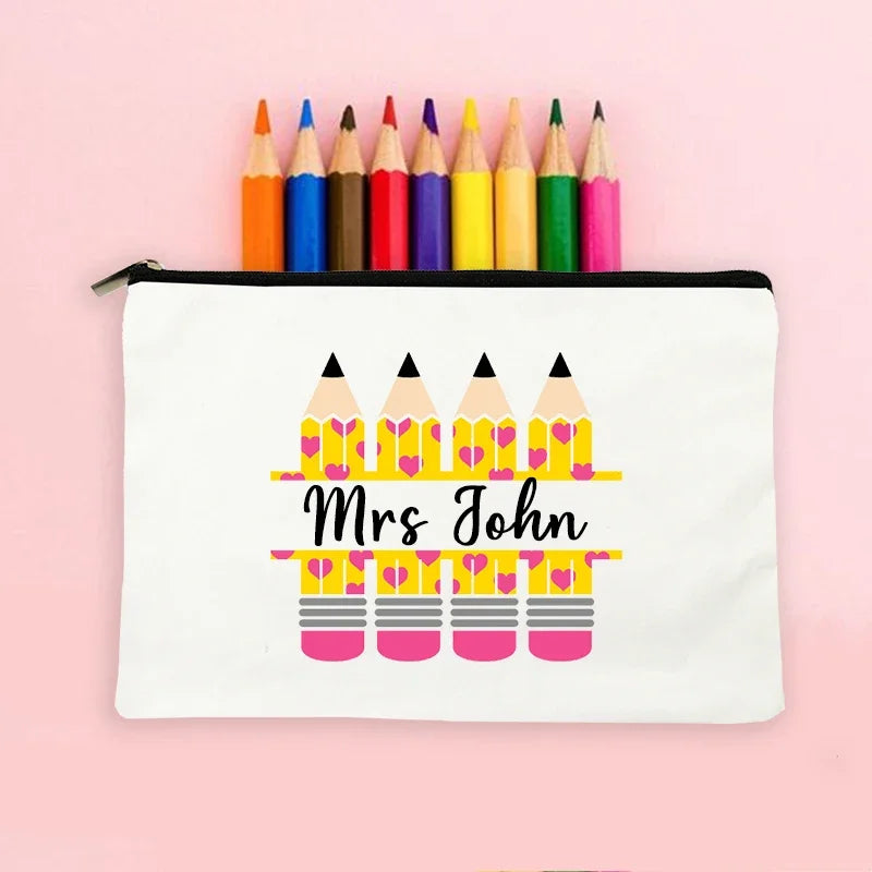 Teacher Gifts Personalised Teacher Name Zipper Travel Makeup Bags Back