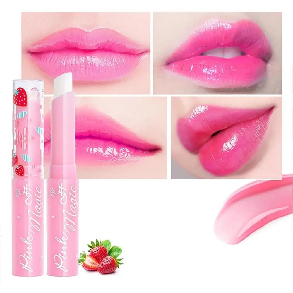 Natural Strawberry Essence Moisturizing Lipstick Temperature Changed