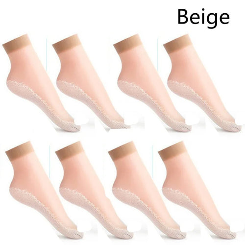 20pcs=10 Pairs Spring Summer Women Soft Socks Thin Silk Socks Non-Slip