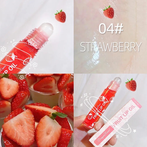 8ml Moisturizing Lip Oil Fruit Strawberry Roll-on Lip Balm Women Lips