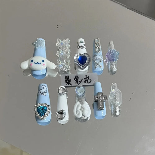 Kawaii 3D Cartoon Pure Handmade Fake Nails Hello Kitty Cinnamoroll