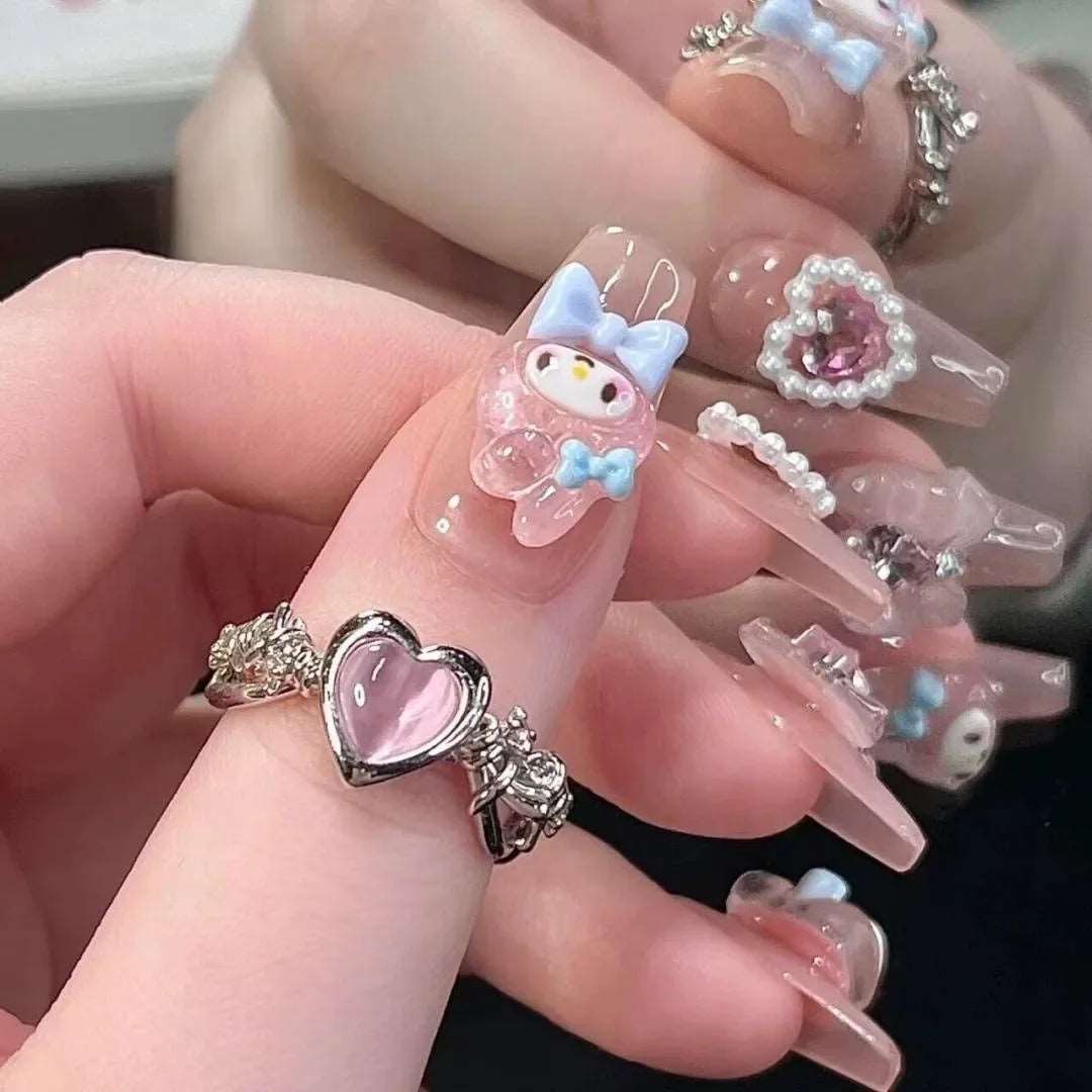 10pcs Japanese Cute Melody Press on Nails Sanrio Kawaii Fake Nails