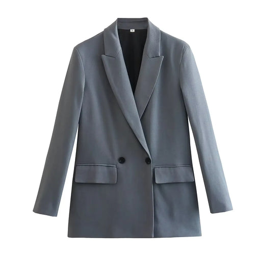 TRAF 2023 Long Blazer Women Masculine Office Blazer Woman Double