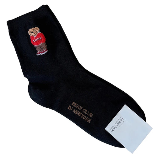 Good Quality Cartoon Elegant Lady Bear Women's  Cute Socks Cotton