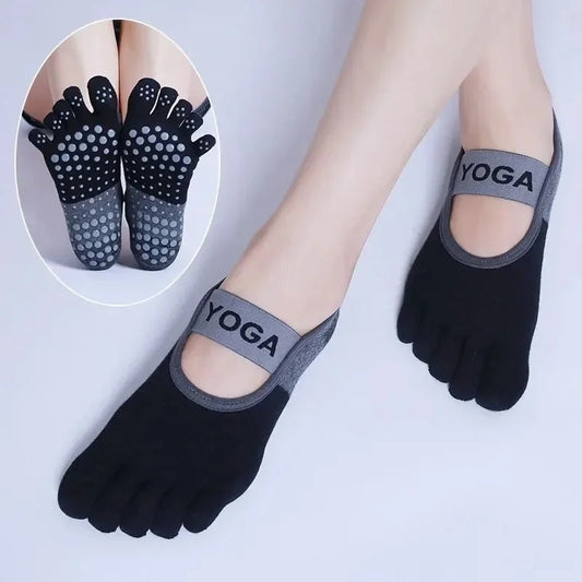 Ladies Breathable Yoga Socks Silicone Non-Slip Five Finger Pilates