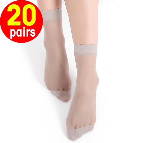 Summer Skin Color Transparent Thin Women Crystal Silk Socks Nylon