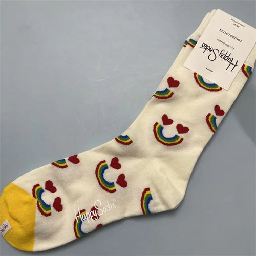 Happy Socks Women Crew Socks Cotton Novelty Gift One Size Fit Most