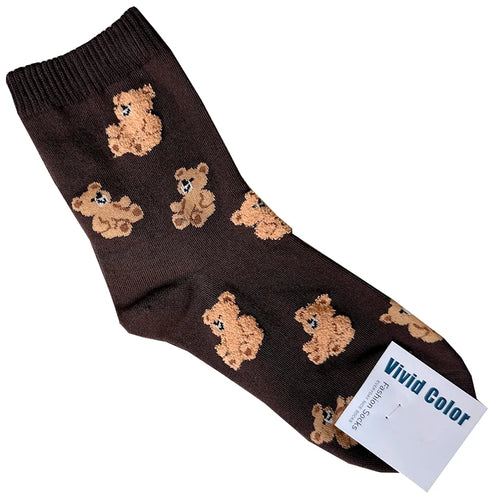 Good Quality Cartoon Elegant Lady Bear Women's  Cute Socks Cotton