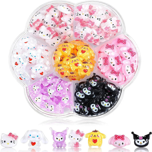 70Pcs/Box or 50Pcs/Bag Hello Kitty Kuromi Nail Art Supplies 3D Kawaii