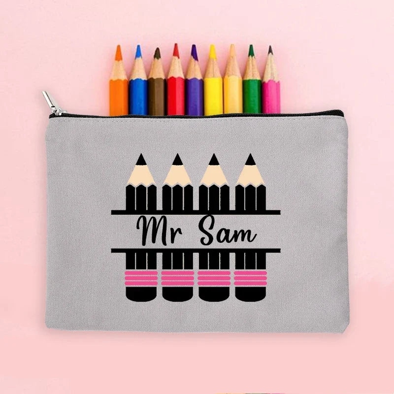 Teacher Gifts Personalised Teacher Name Zipper Travel Makeup Bags Back