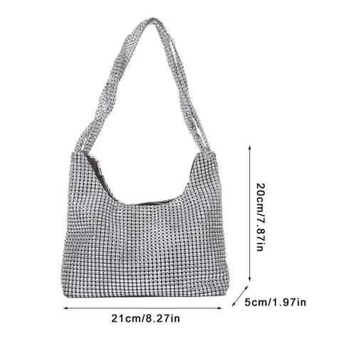 Trendy Rhinestone Bucket Bag Women'S Underarm Bag Evening Party