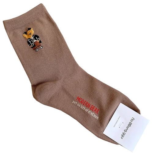 Good Quality Cartoon Elegant Lady Bear Women's  Cute Socks Cotton