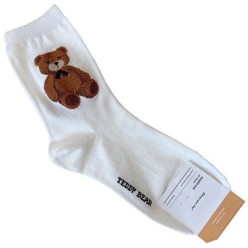 Good Quality Cartoon Elegant Lady Bear Women's  Cute Socks Cotton