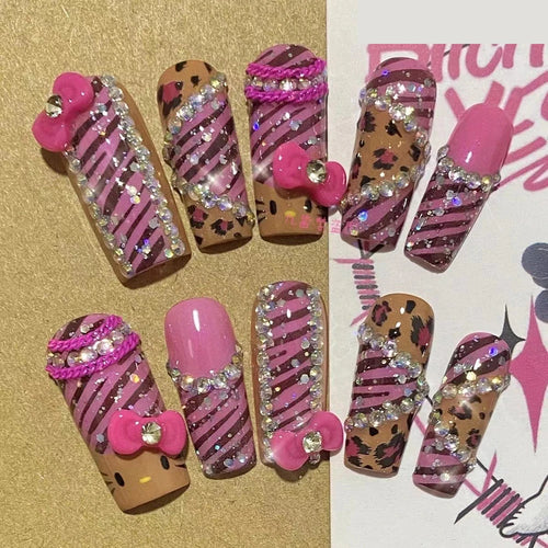 Kawaii Y2K Cartoon Handmade Fake Nails Hello Kitty Mymelody Kuromi