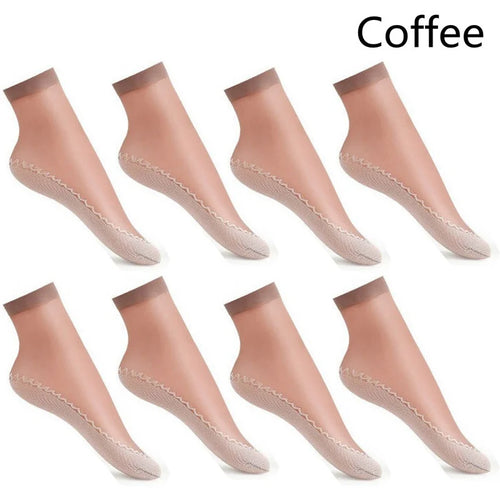 20pcs=10 Pairs Spring Summer Women Soft Socks Thin Silk Socks Non-Slip