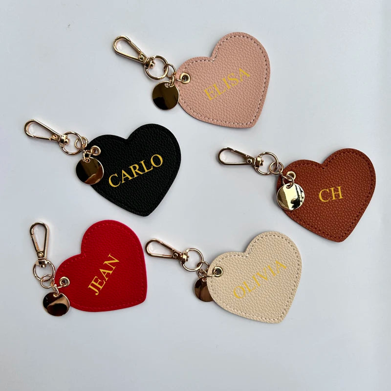 Heart-shaped PU Leather Key Chains for Women Cute Love Keyring