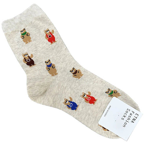 Good Quality Cartoon Elegant Lady Bear Women's  Cute Socks Cotton