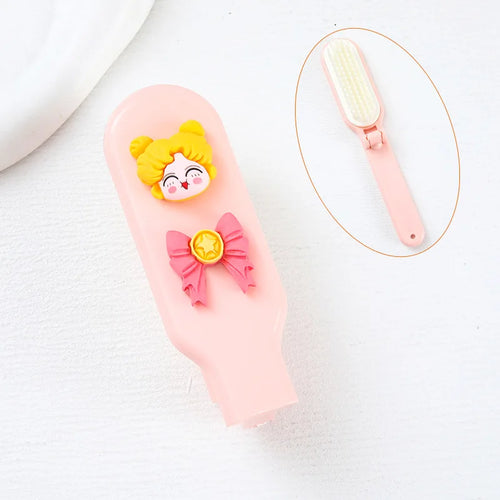 Cute Cartoon Mini Folding Comb Portable Small Comb Ladies Long Hair