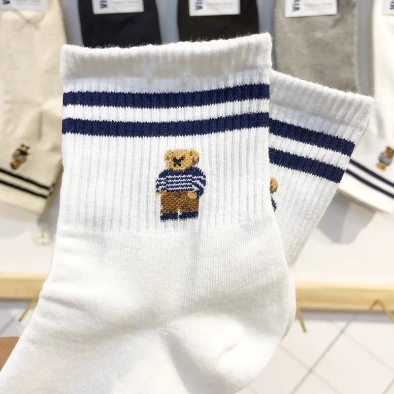 Good Quality Cartoon Elegant Lady Bear Women's  Cute Socks Cotton