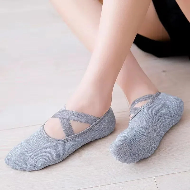 Women Yoga Socks Backless Breathable Bandage Ladies Dance Sports Socks