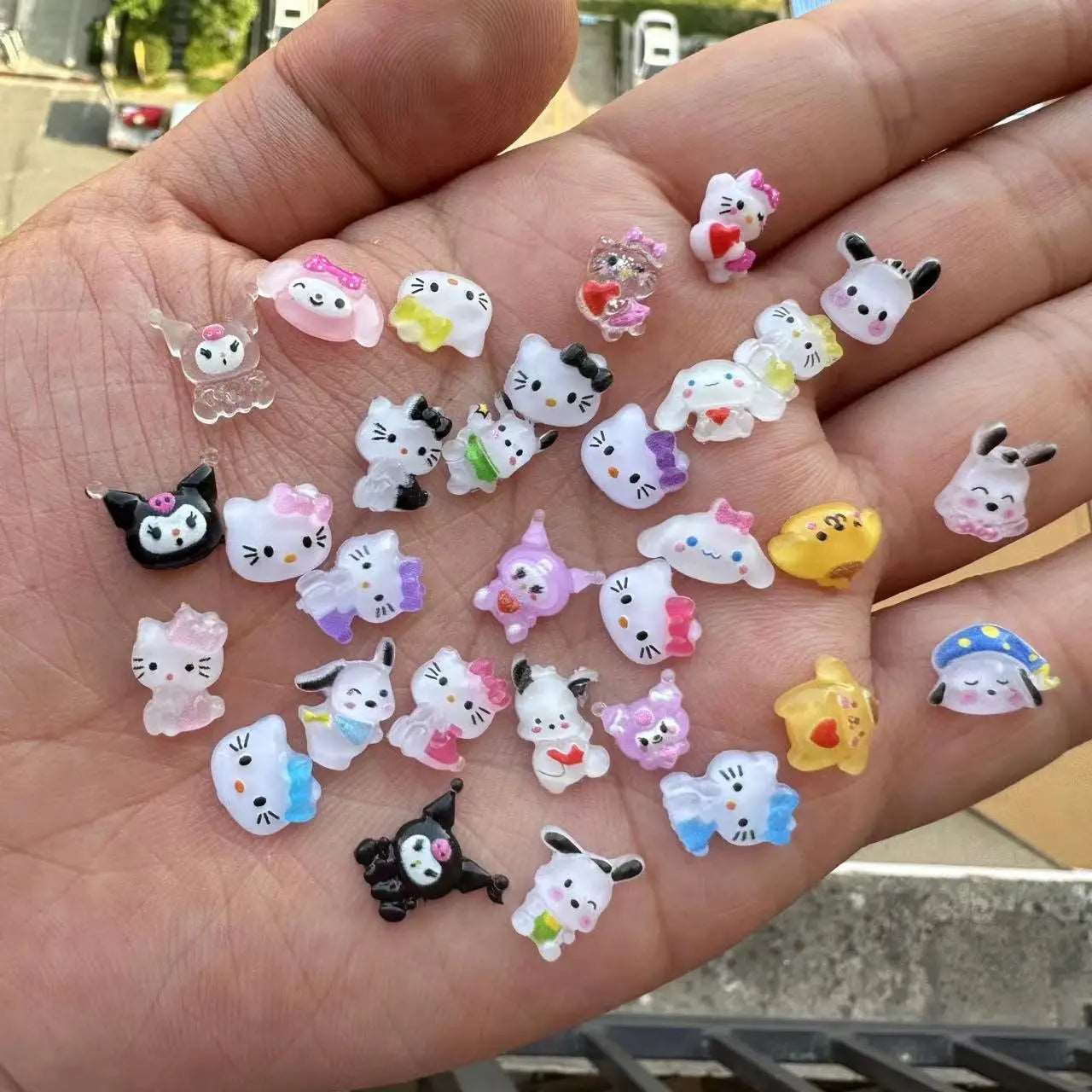 70Pcs/Box or 50Pcs/Bag Hello Kitty Kuromi Nail Art Supplies 3D Kawaii